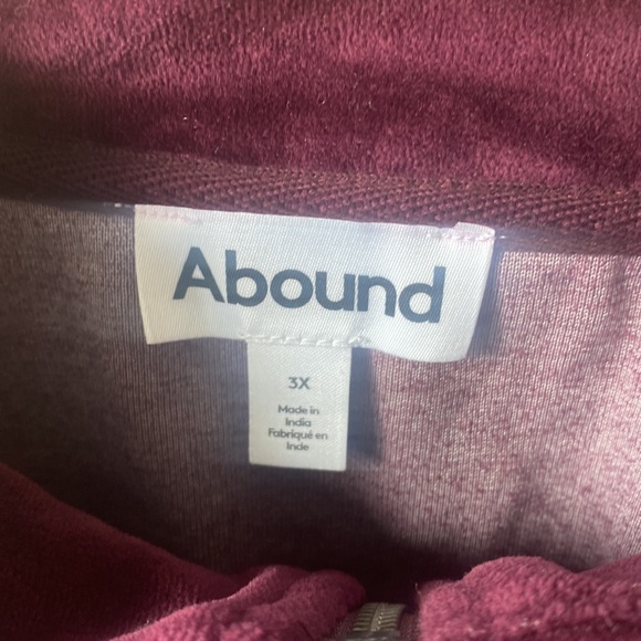 (A6) Nordstrom Abound Velvet Velour Quarter Zip Crop Top Burgundy Stem Wine, 3X - Picture 4 of 10